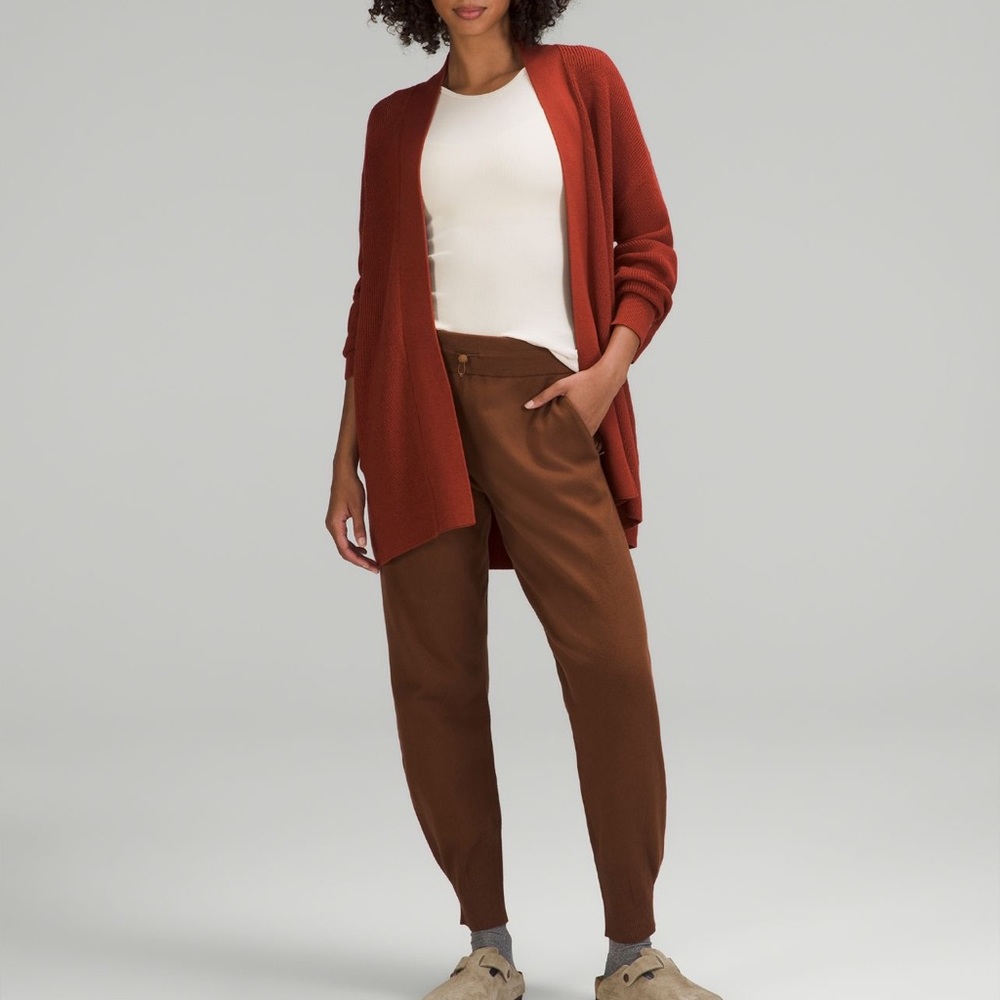 Merino Wool-Blend Ribbed Long Wrap Sweater